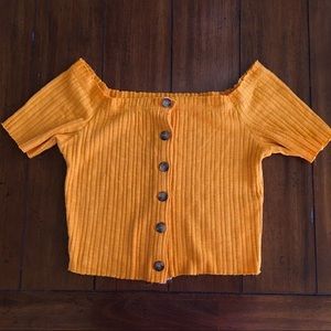 Orange Buttoned Crop Top